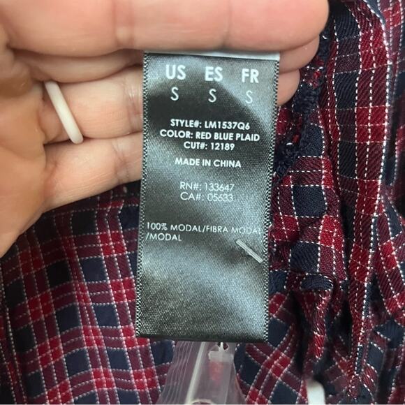 Liverpool Jeans Classic Fit Plaid Button Front Top Small Adjustable Sleeve Tunic - Picture 6 of 11